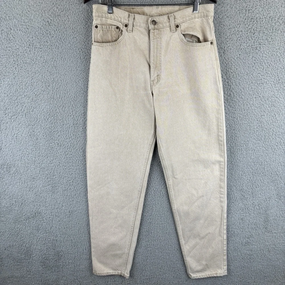 Vintage Levis 550 Jeans Mens 33x34 Beige Denim Relax Tapered Made USA 90s 1992